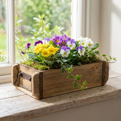 Planter wooden brick shape wood upcycling 32×15×10cm | Floristik24.co.uk