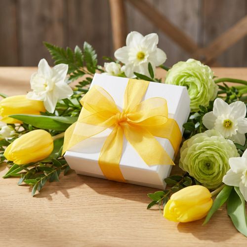 Organza ribbon gift ribbon yellow ribbon selvedge 25mm 50m | Floristik24.co.uk
