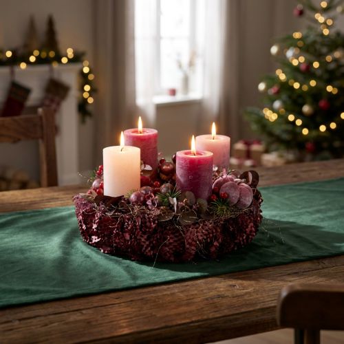 Set of 12 pillar candles in berry tones, dyed throughout, 70x120mm - Versatile home decoration | Floristik24.co.uk