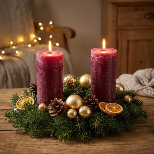 Berry pillar candles, 85 x 200 mm, set of 2, solid colored throughout, for decoration and ambience | Floristik24.co.uk