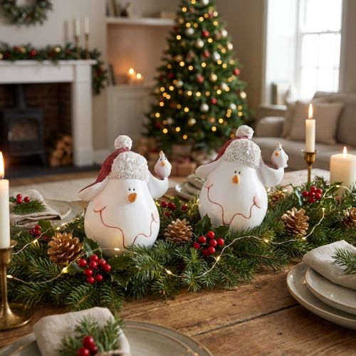 Table decoration Christmas decoration snowman with hat H13cm 2pcs | Floristik24.co.uk