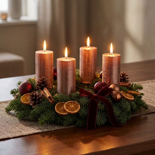 Product Taper candles dyed copper lacquered 34x300mm 4 pcs
