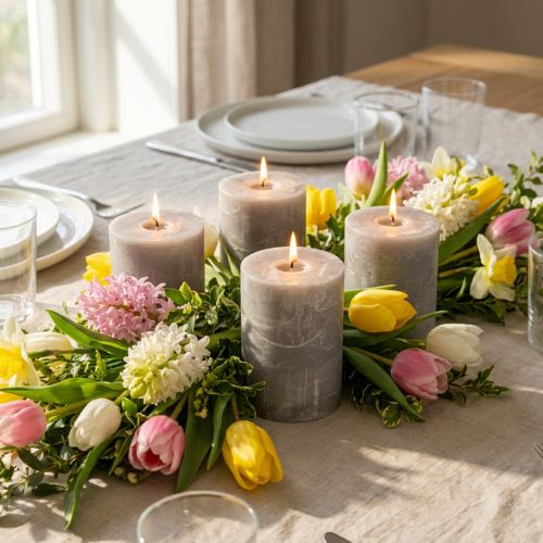 Product Solid coloured candles grey 60x80mm 4pcs