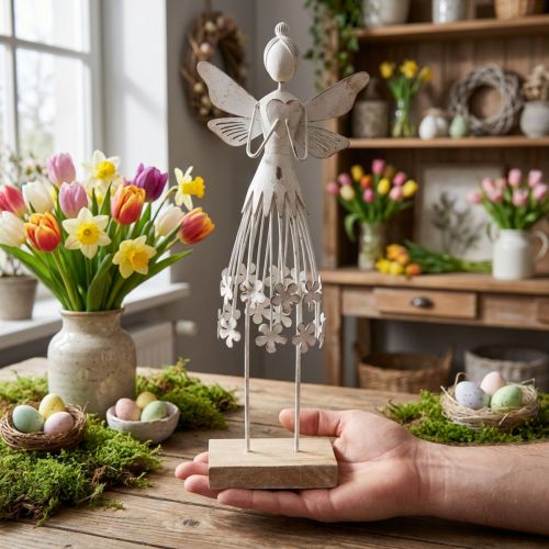 Blossom fairy table decoration spring metal decoration fairy white H30.5cm | Floristik24.co.uk