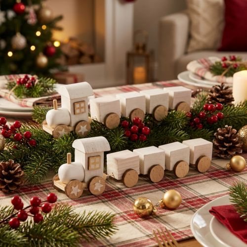 Wooden train deco Christmas train white L20cm H6cm 2pcs | Floristik24.co.uk