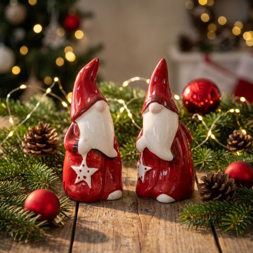 Santa Claus figure Nicholas red, white ceramic H13.5cm 2pcs | Floristik24.co.uk
