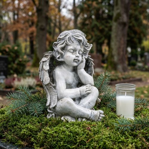 Grave Angel Grey Grave Figure Grave Decoration 24cm | Floristik24.co.uk