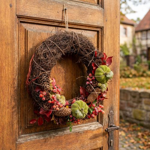 Dark brown grapevine wreath, Ø35cm, natural wreath, door wreath, wall decoration, decorative wooden wreath, spring wreath, Advent wreath, autumn wreath | Floristik24.co.uk