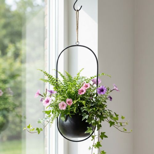 Hanging basket metal hanging basket flowers zinc black Ø15cm | Floristik24.co.uk