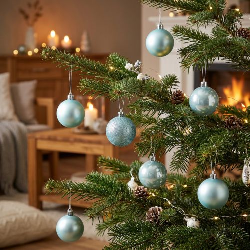 Christmas balls plastic light blue mix Ø6cm 10 pcs | Floristik24.co.uk