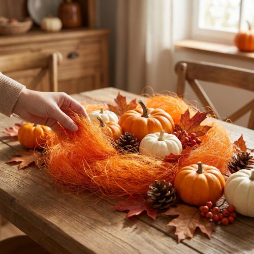 Sisal Fibers Orange 300g Decorative Natural Fiber | Floristik24.co.uk