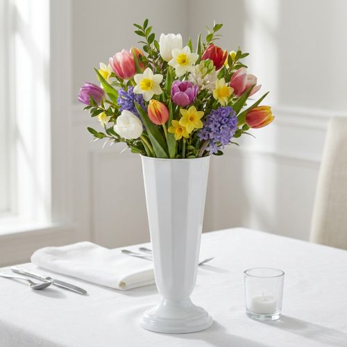 Setting vase “Szwed” white Ø13cm - 20cm, 1pc | Floristik24.co.uk