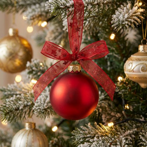 Organza ribbon red with sparkling stars – Christmas ribbon 10mm 20m | Floristik24.co.uk