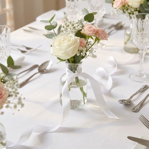 Decorative taffeta ribbon, white, 10mm wide, 50m long | Floristik24.co.uk