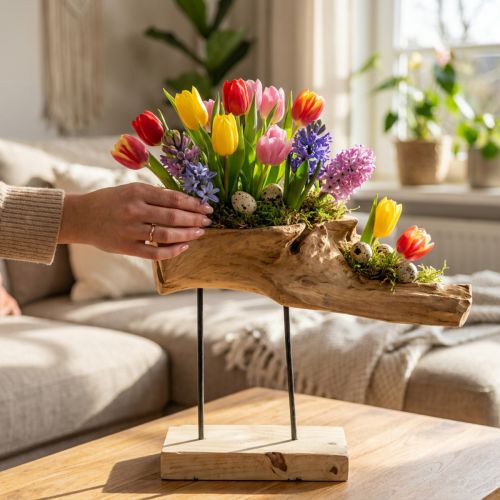 Root bowl on the stand nature H38cm | Floristik24.co.uk