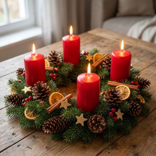 Pillar candles red Advent candles small old red 70/50mm 24 pcs | Floristik24.co.uk