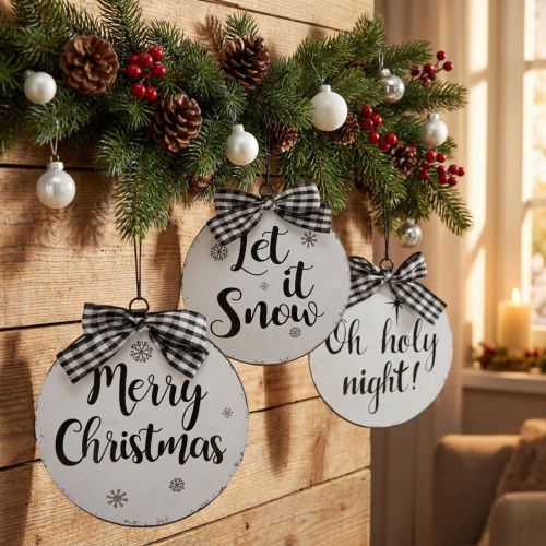 Product Decorative Christmas Tree Ball Metal Vintage Ø15cm 3 Pcs