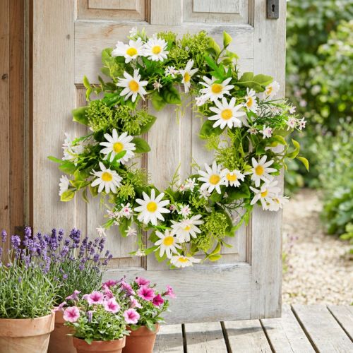 Product Daisy Wreath White Green Artificial Ø28cm H9cm