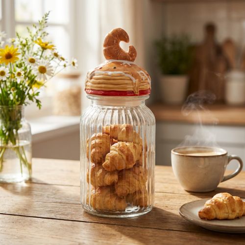Bonboniere Glass Cookie Jar with Lid Croissant Ø11cm H28.5cm | Floristik24.co.uk