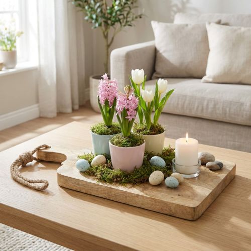 Product Decorative tray board real wood with handle wooden tray L38cm