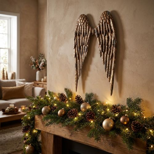 Angel wings for hanging metal antique look gold 24×37cm | Floristik24.co.uk