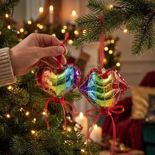 Festive glass decoration heart kiss shape Christmas | Floristik24.co.uk