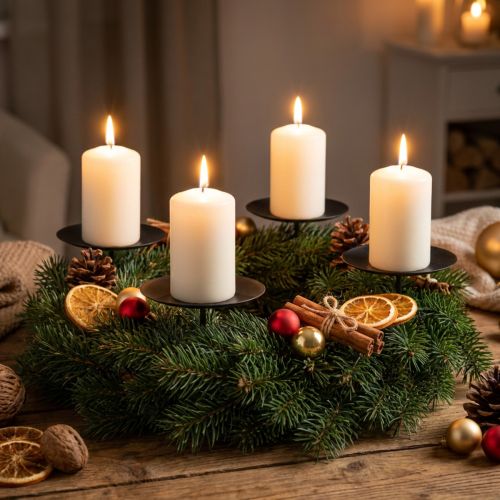 Candle holder for sticking metal black Ø9cm 4 pcs | Floristik24.co.uk