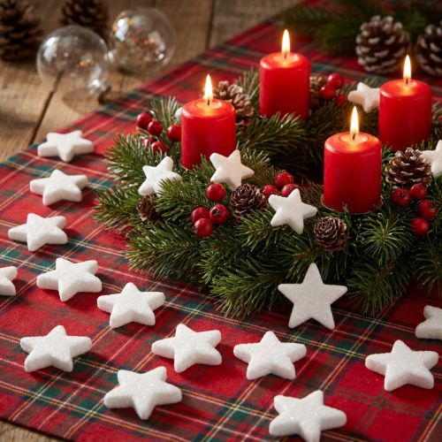 Product Decoration Stars White Glitter Scatter Decoration Christmas 4/5cm 36 pcs