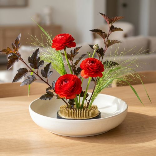 Round brass flower hedgehog for flower arrangements and ikebana | Floristik24.co.uk