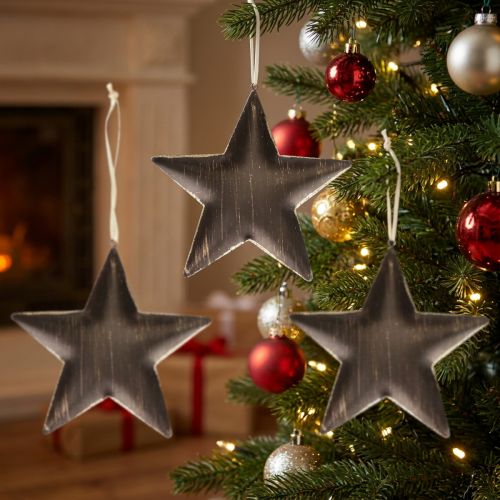 Christmas tree decoration star metal black gold Ø15cm 3 pieces | Floristik24.co.uk