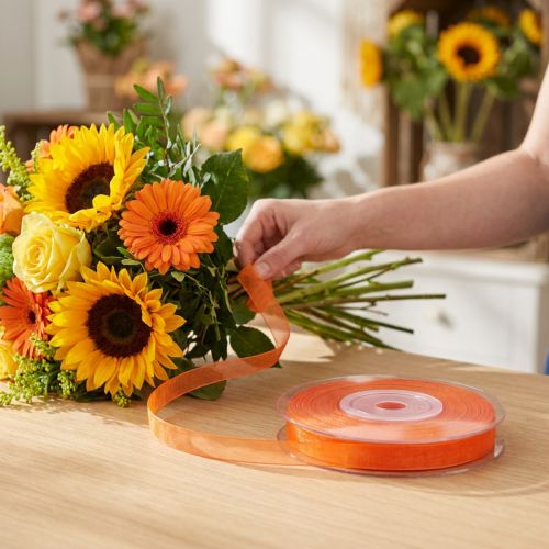 Organza ribbon gift ribbon orange ribbon selvedge 6mm 50m | Floristik24.co.uk