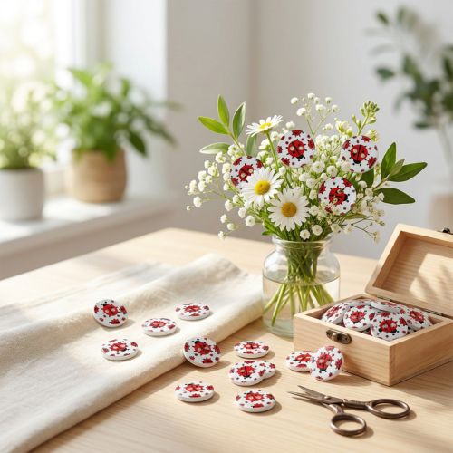 Wooden buttons with ladybug motive Ø1,8cm 270pcs | Floristik24.co.uk