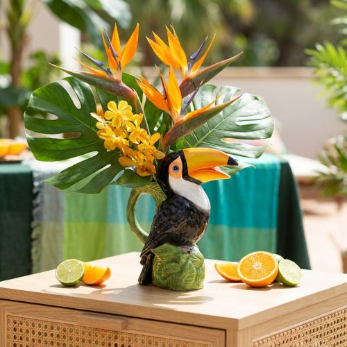 Exotic decorative vase toucan ceramic figure colorful 20×10×24cm | Floristik24.co.uk