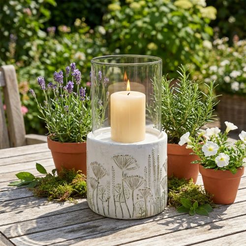Candlestick lantern glass with base Ø17cm H32cm | Floristik24.co.uk