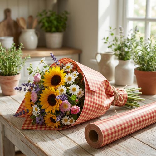 Flower silk 75cm checkered red 8kg | Floristik24.co.uk