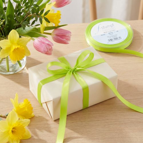 Gift ribbon lime green decorative ribbon satin ribbon 8mm 50m | Floristik24.co.uk