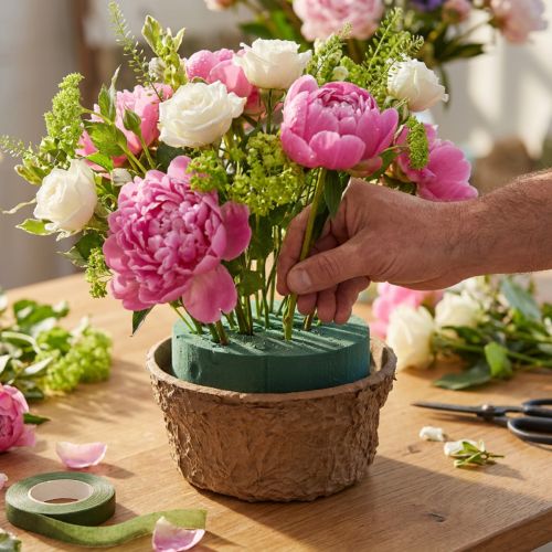 Product Wet floral foam with bowl for flowers H10cm Ø16cm 2 pcs