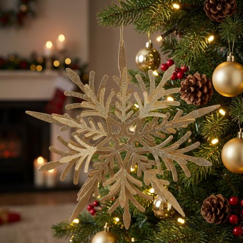 Snowflake 3D effect gold 16cm x 15.5cm 2 pieces | Floristik24.co.uk