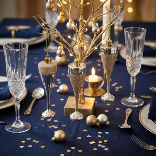 Champagne glasses for hanging light gold 10cm 8pcs | Floristik24.co.uk