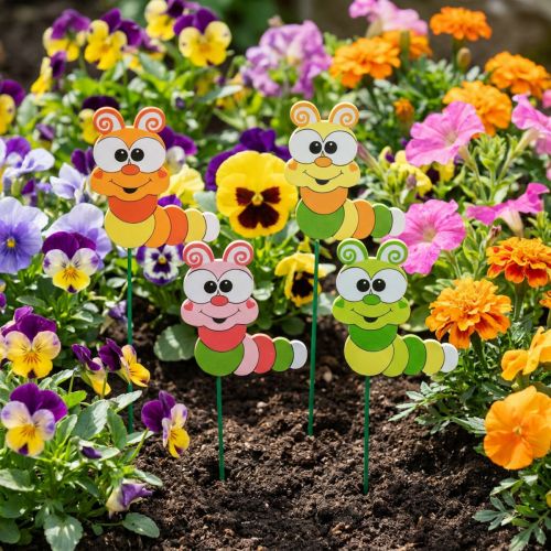 Product Garden stake caterpillar flower stake spring decoration summer decoration 16 pcs