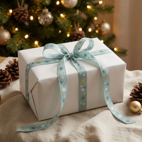 Ribbon Christmas, gift ribbon blue star pattern 15mm 20m | Floristik24.co.uk