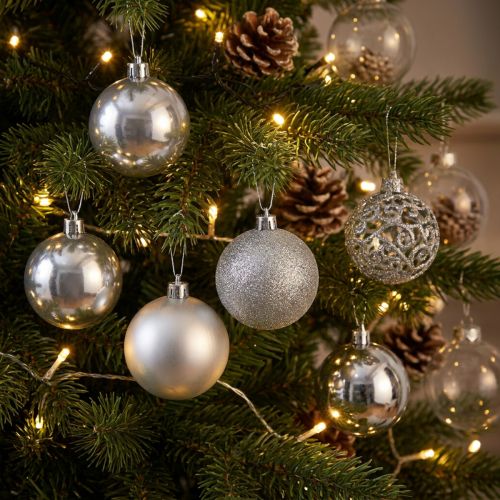 Christmas ball silver Ø6cm 16 pcs | Floristik24.co.uk