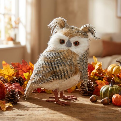 Decorative owl, autumn, forest animal, winter decoration H27cm | Floristik24.co.uk