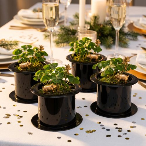 Product Decorative cylinder, New Year's decoration, hat for planting, New Year's planter, black, H5cm, L8cm, 20 pieces
