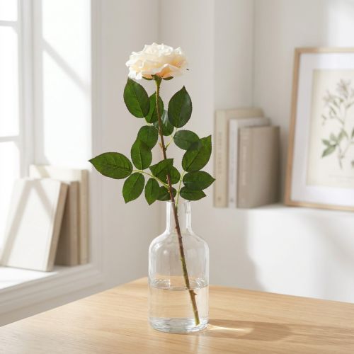Creamy white apricot rose, silk flower, artificial roses L72cm Ø12cm | Floristik24.co.uk