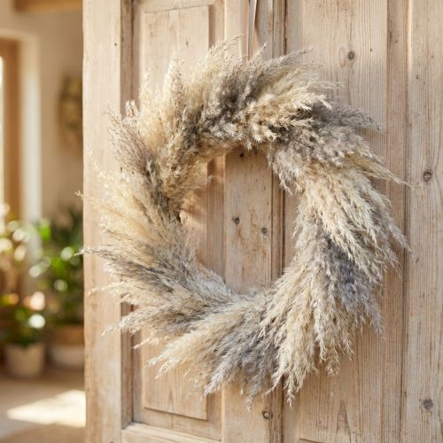 Dried Pampas Grass Wreath, Boho Door Wreath Decoration, Natural Dried Flowers Ø31cm, Wall Wreath | Floristik24.co.uk