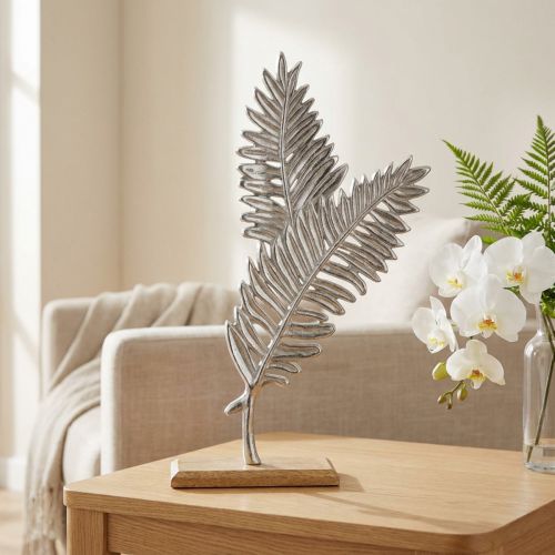 Table decoration metal decoration fern silver wood H54cm W37cm | Floristik24.co.uk