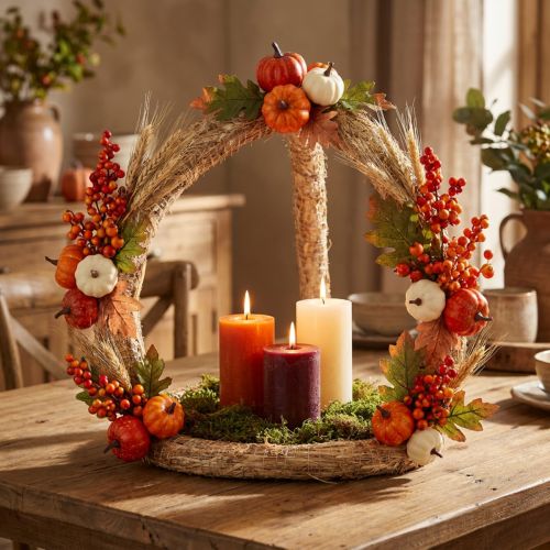 Natural decorative straw crown, straw wreath Ø50cm, creative natural wreath craft wreath, DIY table & hanging decoration, 55cm | Floristik24.co.uk