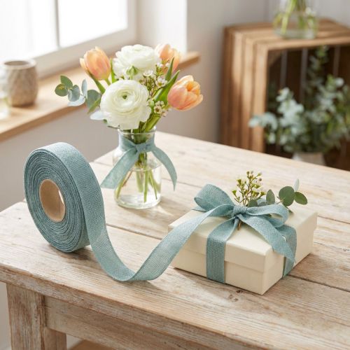 Product Decorative ribbon natural mint 25mm 20m