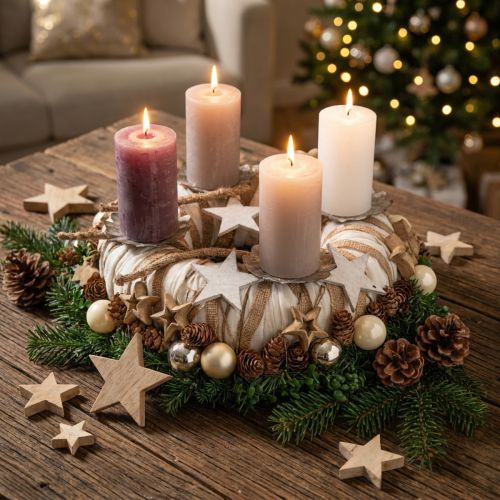 Product Wooden Stars Decoration Scatter Decoration Christmas Natural 3/5/7cm 29 pcs